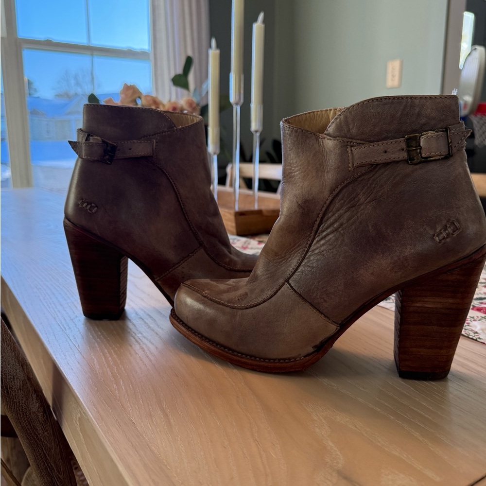 Bed Stu Distressed Brown Ankle Booties